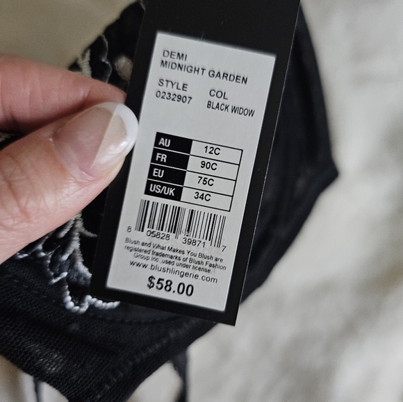 Demi Bra Black Navy White Lace - Picture 5 of 6